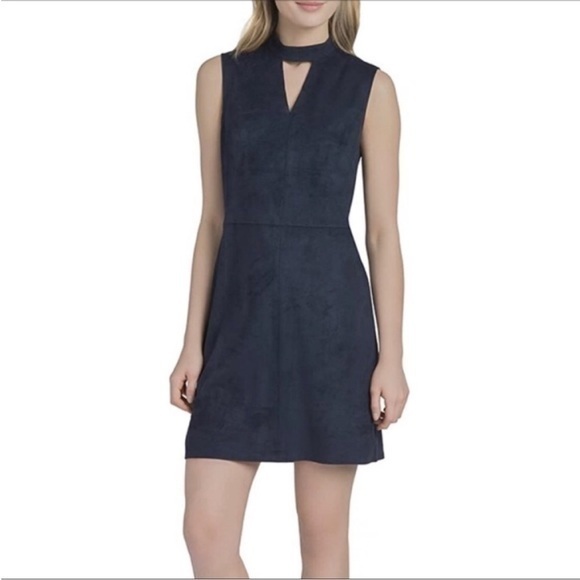 Lysse Faux Suede Navy Cutout Dress‎ - Picture 1 of 8